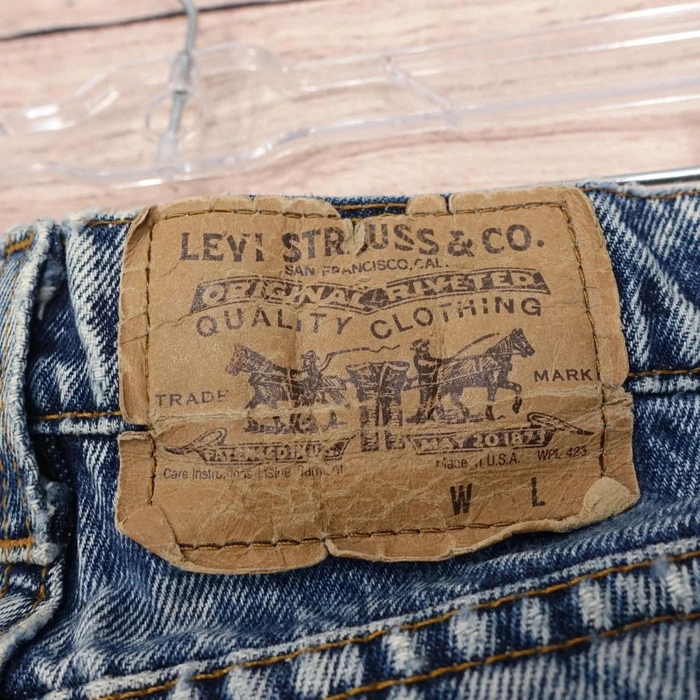 Levi's Orange Tab Shorts Mens 30 Blue Denim Distressed Cutoff USA Vintage